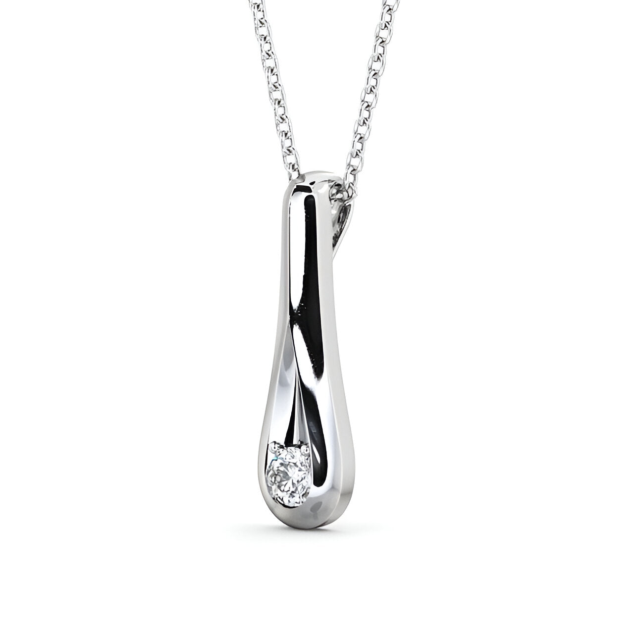 14K White Gold 0.50 Ct Lab-Grown Round Drop Diamond Pendant