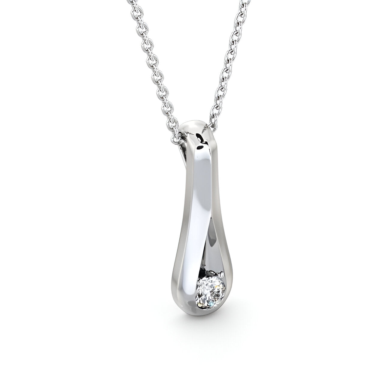 14K White Gold 0.50 Ct Lab-Grown Round Drop Diamond Pendant