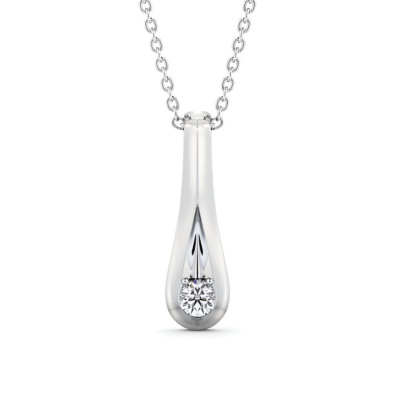 14K White Gold 0.50 Ct Lab-Grown Round Drop Diamond Pendant