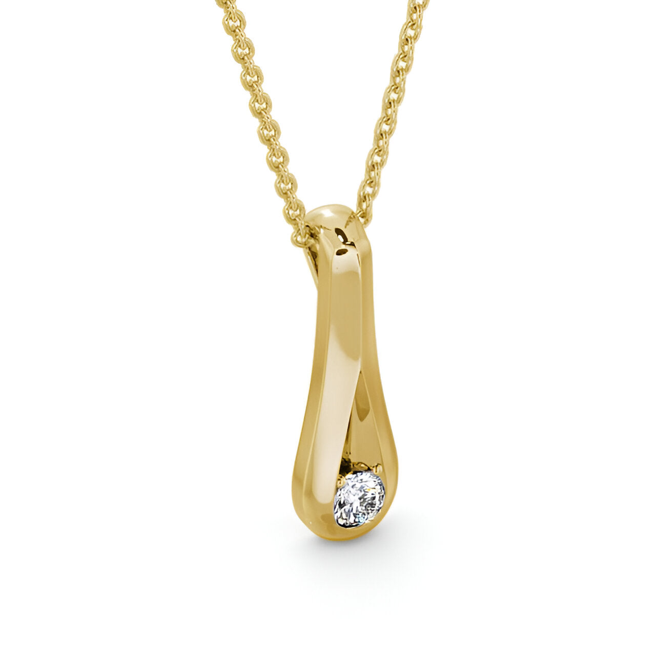 14kt Yellow Gold 0.50ctw Lab Grown Drop Round Diamond Pendant