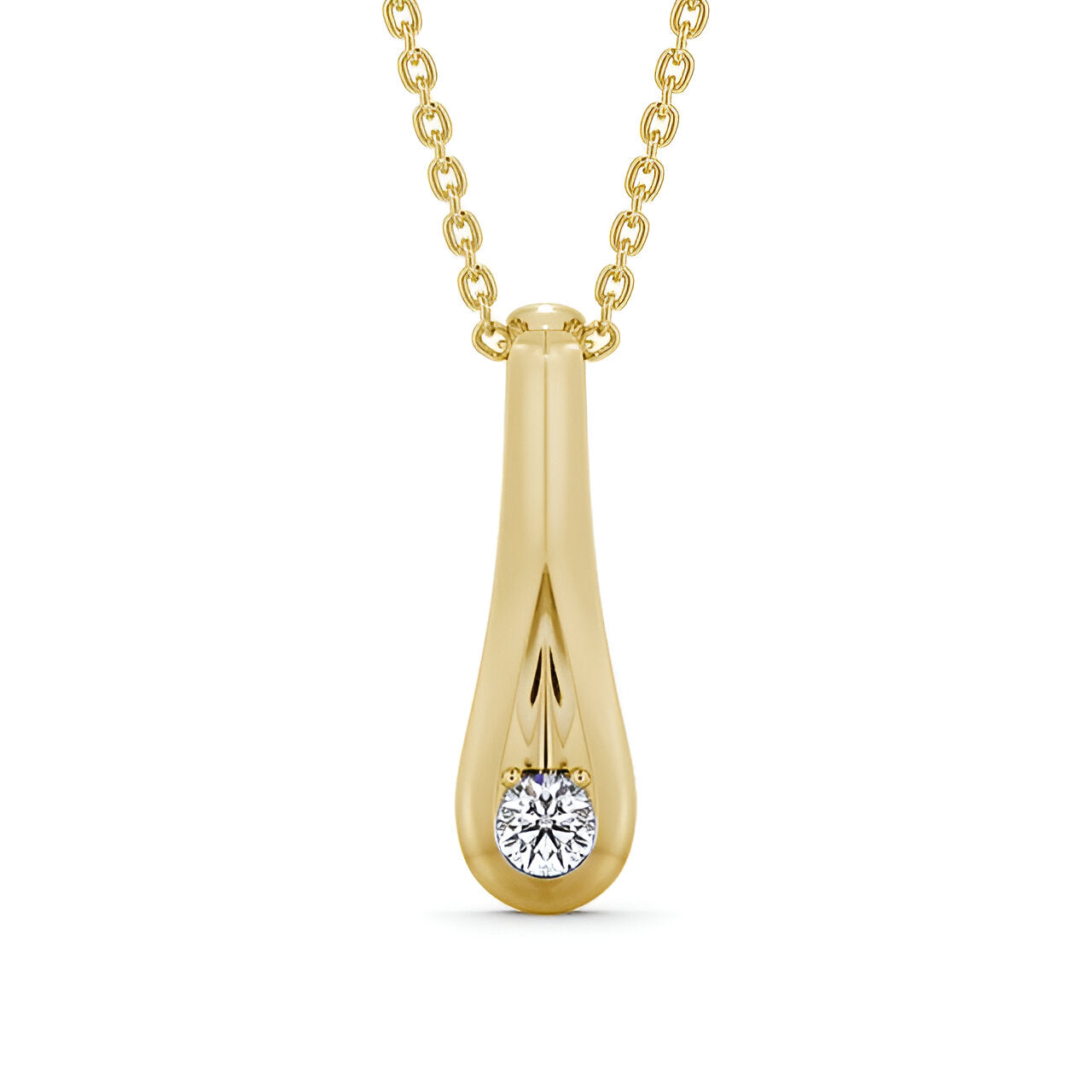 14kt Yellow Gold 0.50ctw Lab Grown Drop Round Diamond Pendant