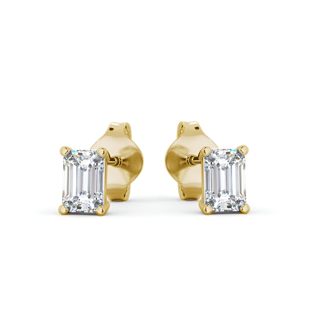 14kt Yellow Gold 1.00ctw Lab Grown Emerald Diamond Four Claw Stud Earrings