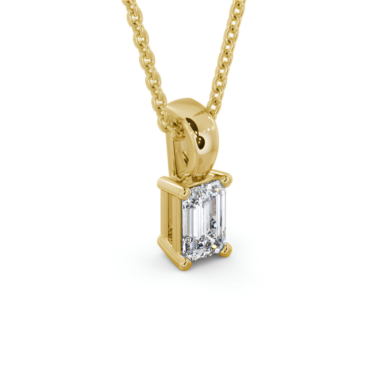 14kt Yellow Gold 0.50ctw Lab Grown Emerald Solitaire Four Claw Stud Diamond Pendant