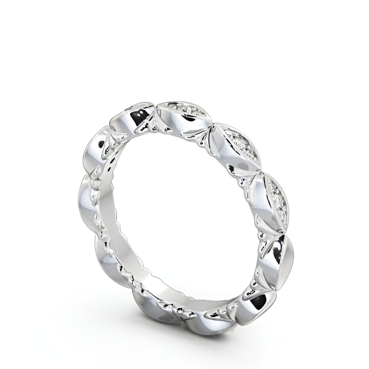 14kt White Gold .10ctw Half Eternity Round Lab Grown Diamond Ring