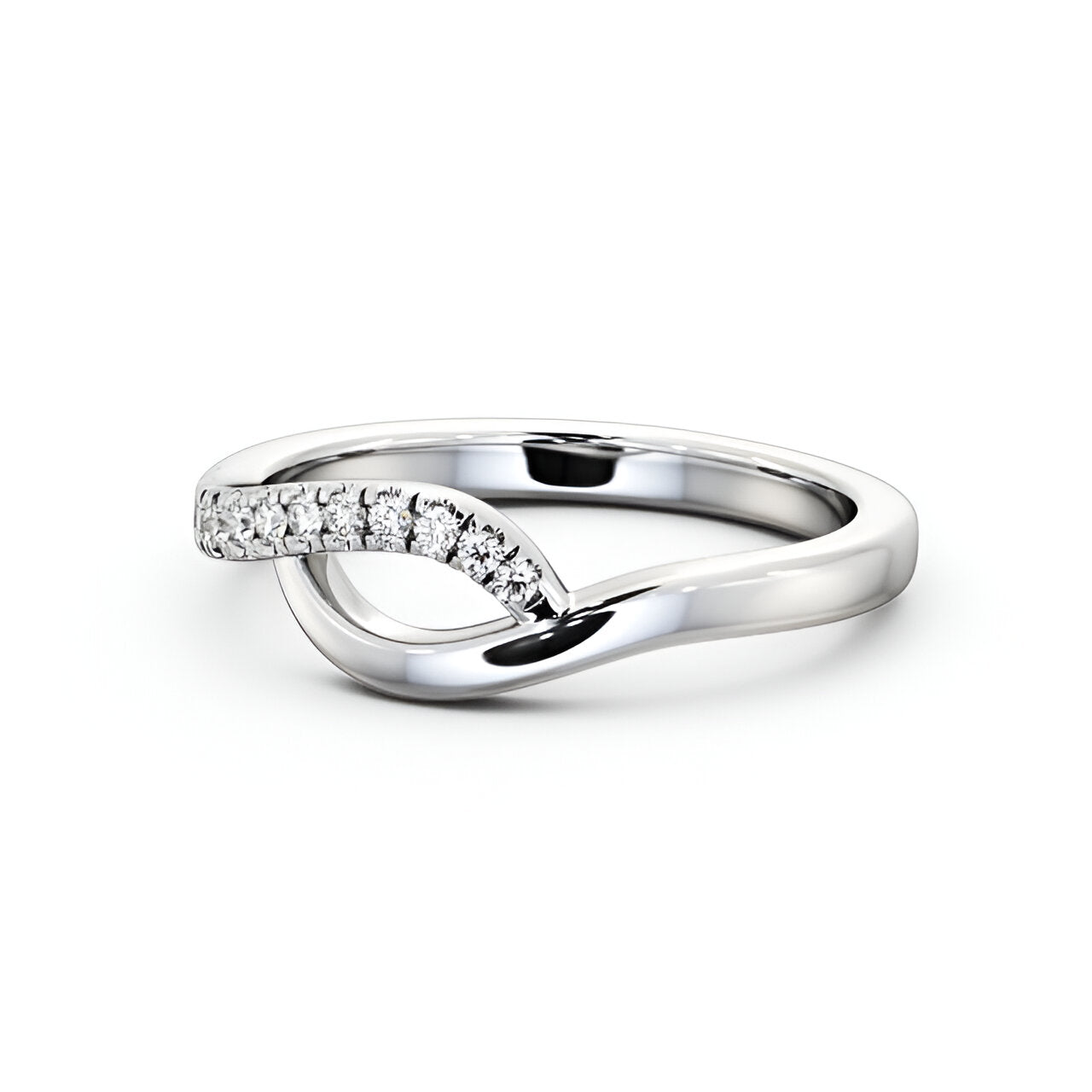 14kt White Gold .12ctw Half Eternity Round Lab Grown Diamond Ring