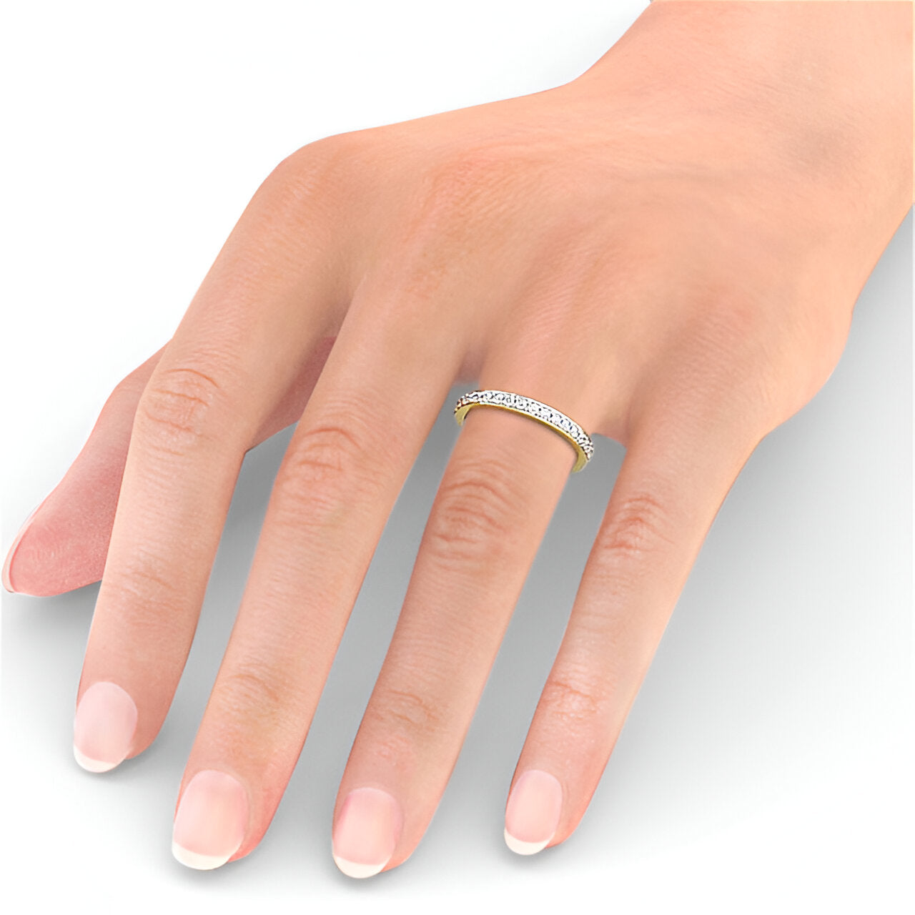 14kt Yellow Gold .25ctw Half Eternity Round Lab Grown Diamond Ring