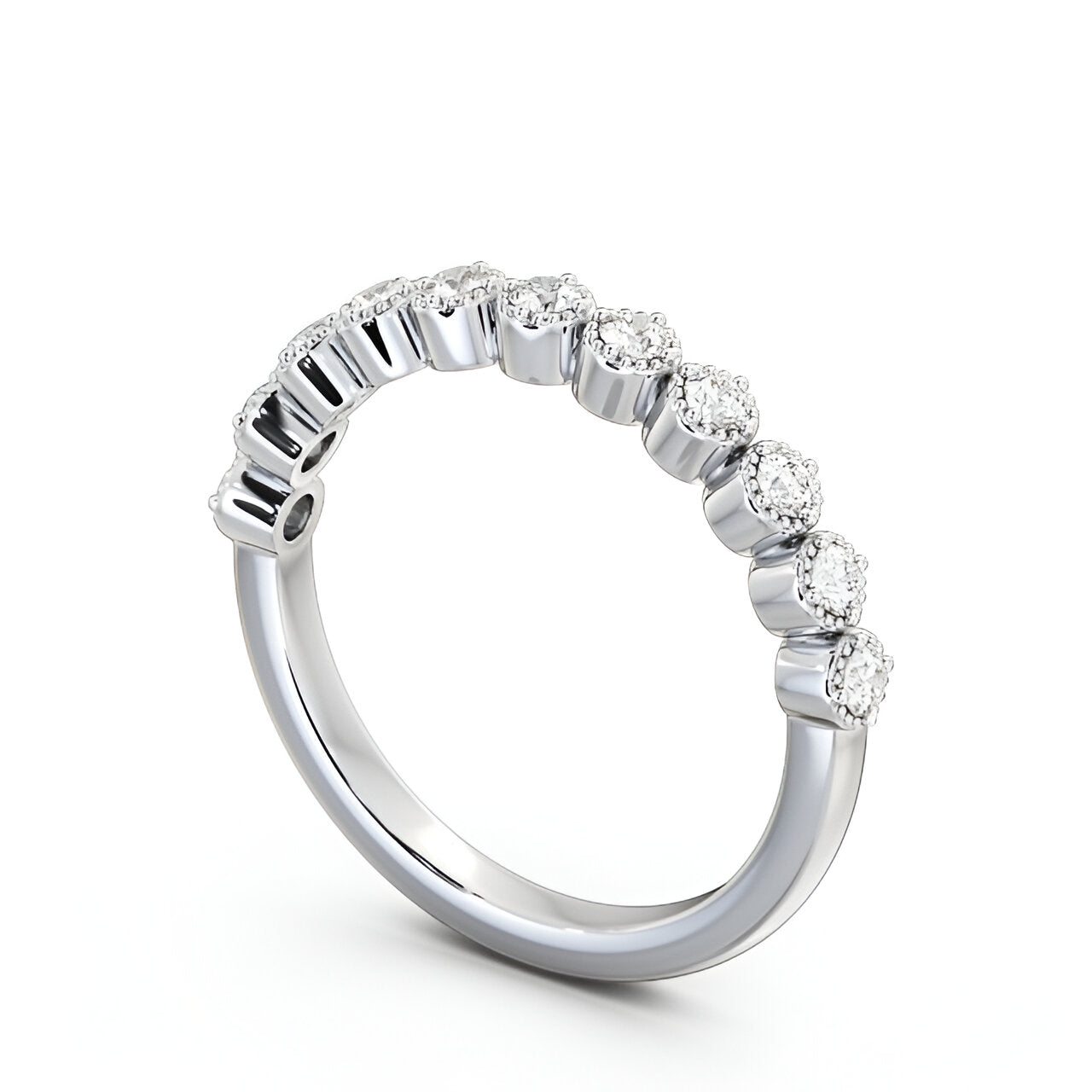 14kt White Gold .25ctw Half Eternity Round Lab Grown Diamond Ring
