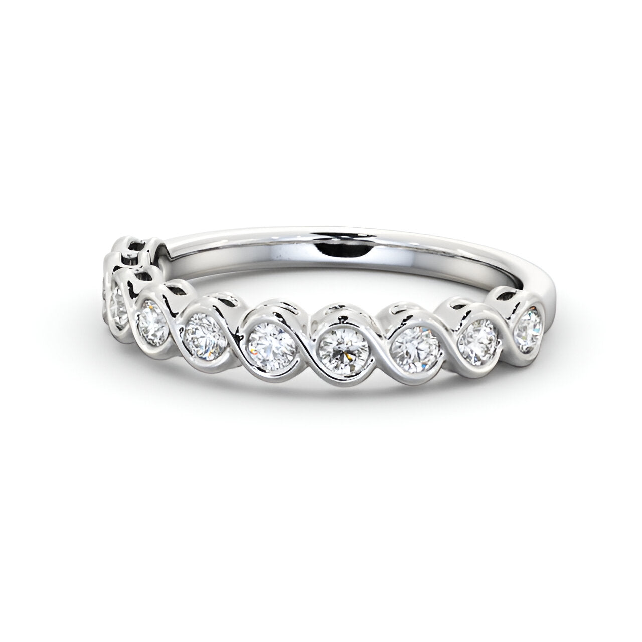 14kt White Gold .50ctw Half Eternity Round Lab Grown Diamond Ring