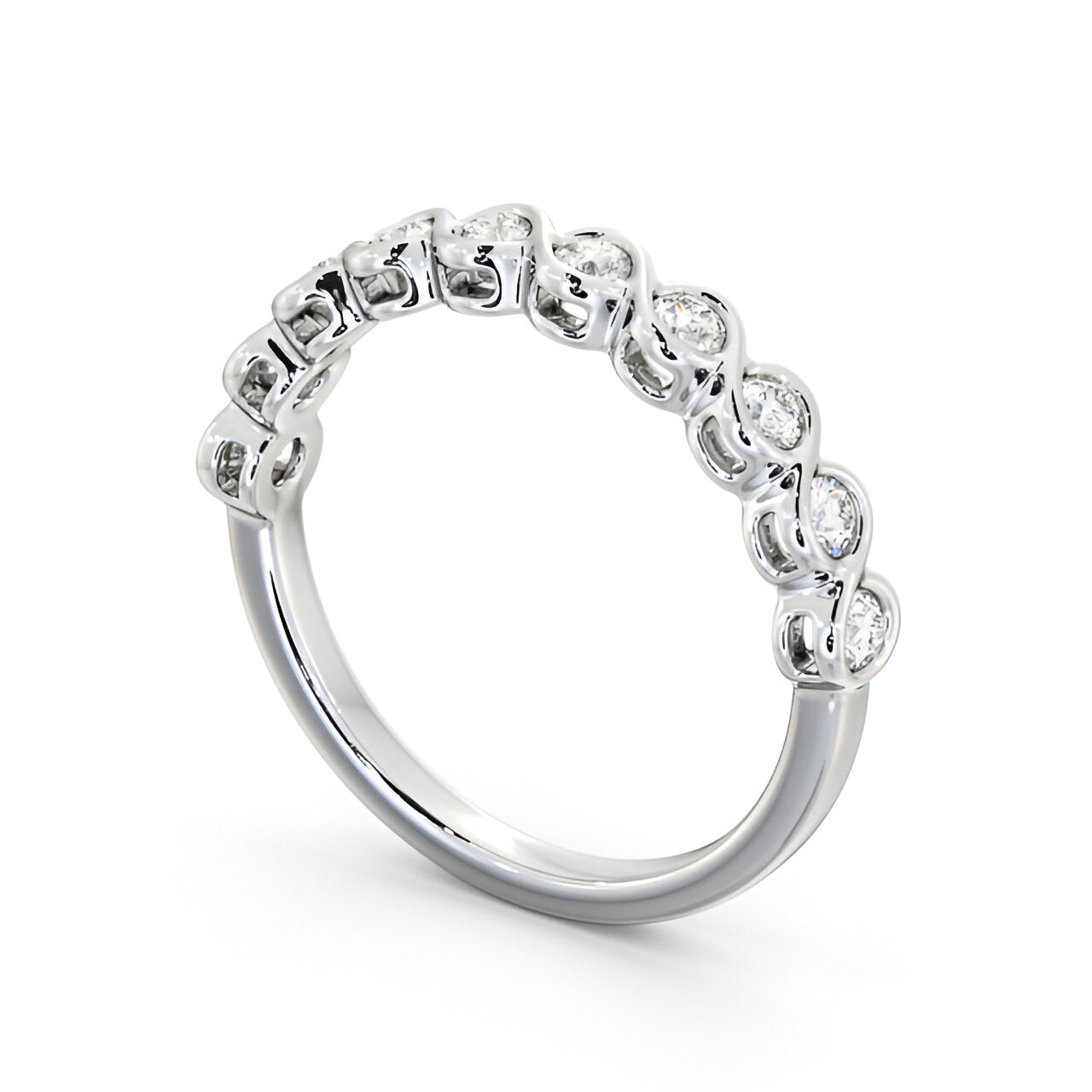 14kt White Gold .50ctw Half Eternity Round Lab Grown Diamond Ring