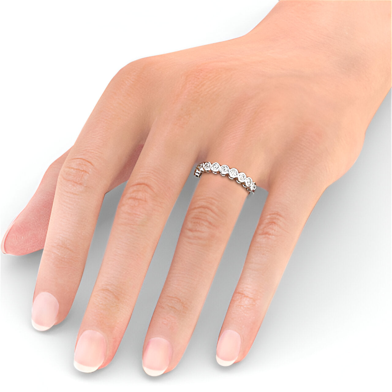 14kt White Gold .50ctw Half Eternity Round Lab Grown Diamond Ring