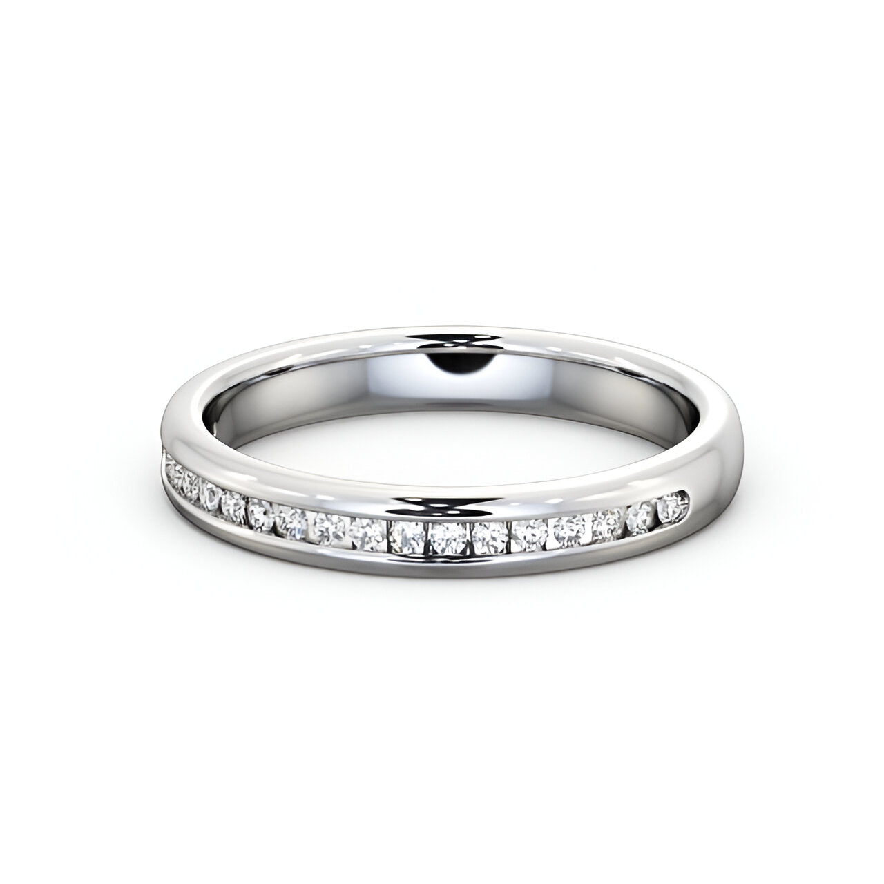 14kt White Gold .15ctw Half Eternity Round Lab Grown Diamond Ring