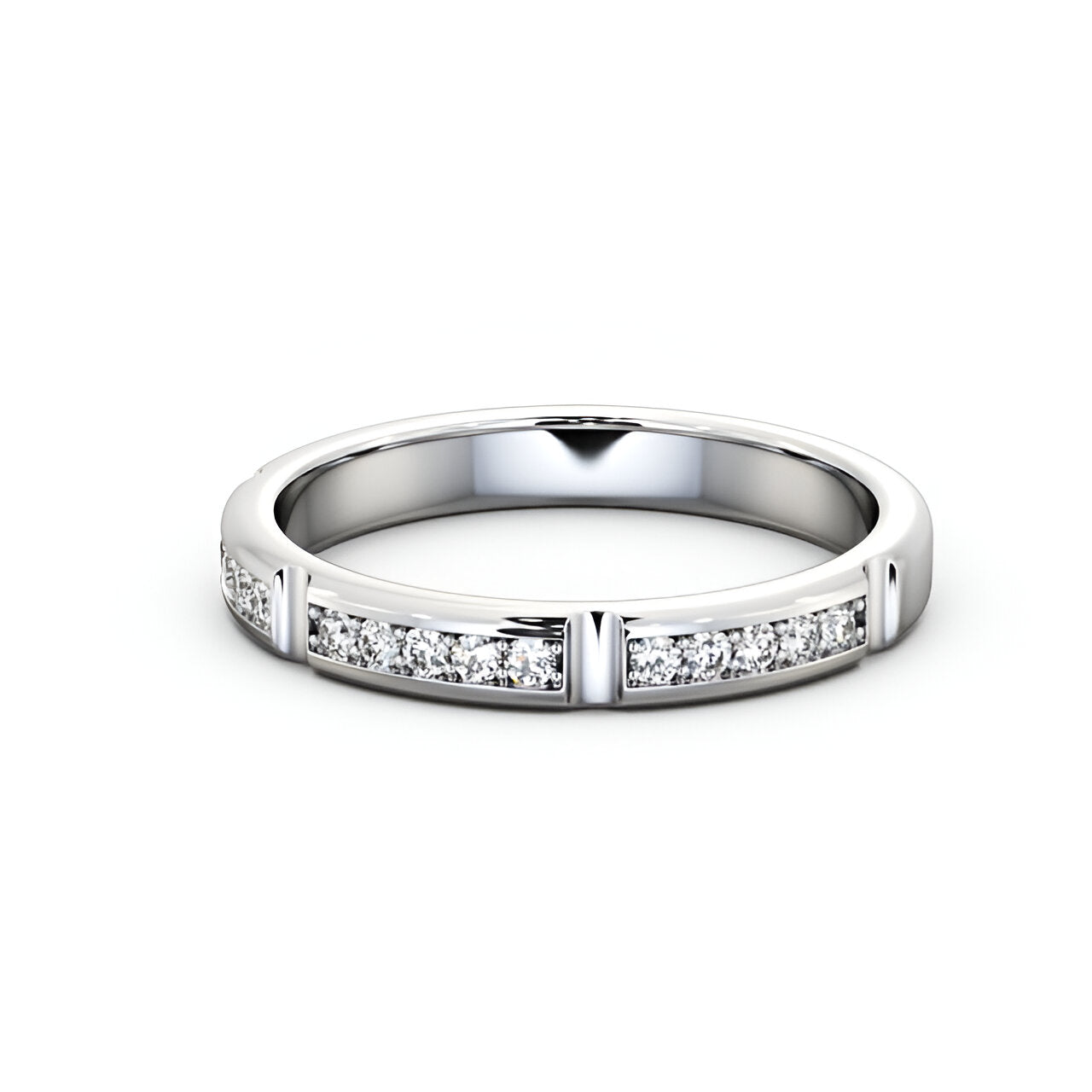 14kt White Gold .25ctw Half Eternity Round Lab Grown Diamond Ring