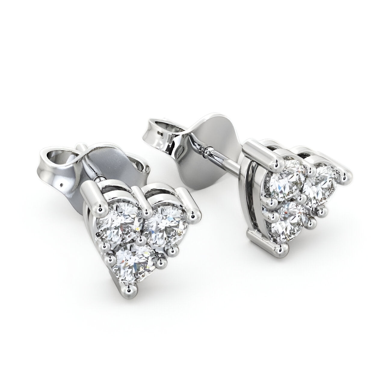 14kt White Gold 0.60ctw Lab Grown Heart Shaped Cluster Diamond Earrings