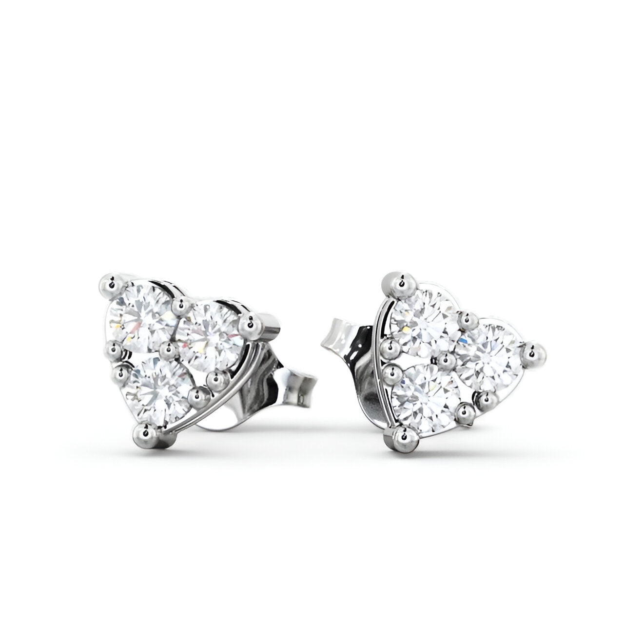 14kt White Gold 0.60ctw Lab Grown Heart Shaped Cluster Diamond Earrings