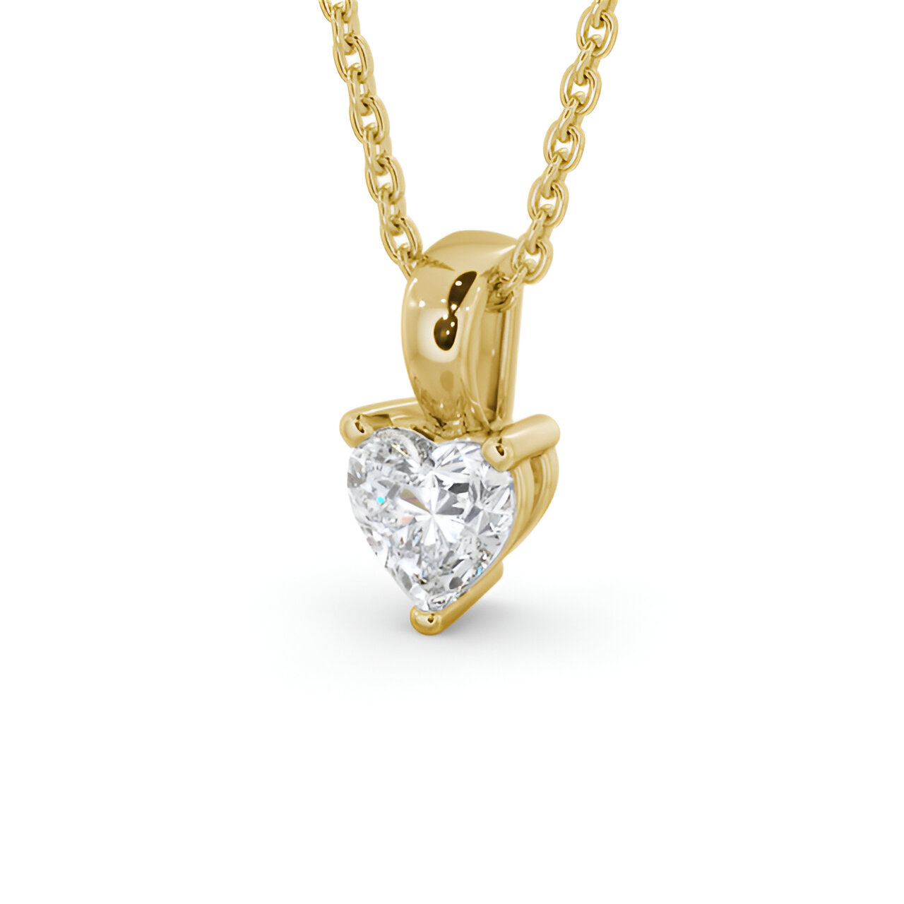 14kt Yellow Gold 0.50ctw Lab Grown Heart Solitaire Three Claw Stud Diamond Pendant