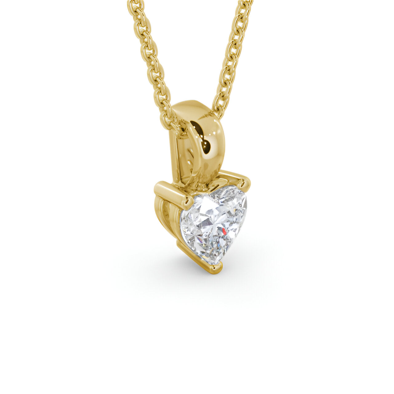 14kt Yellow Gold 0.50ctw Lab Grown Heart Solitaire Three Claw Stud Diamond Pendant