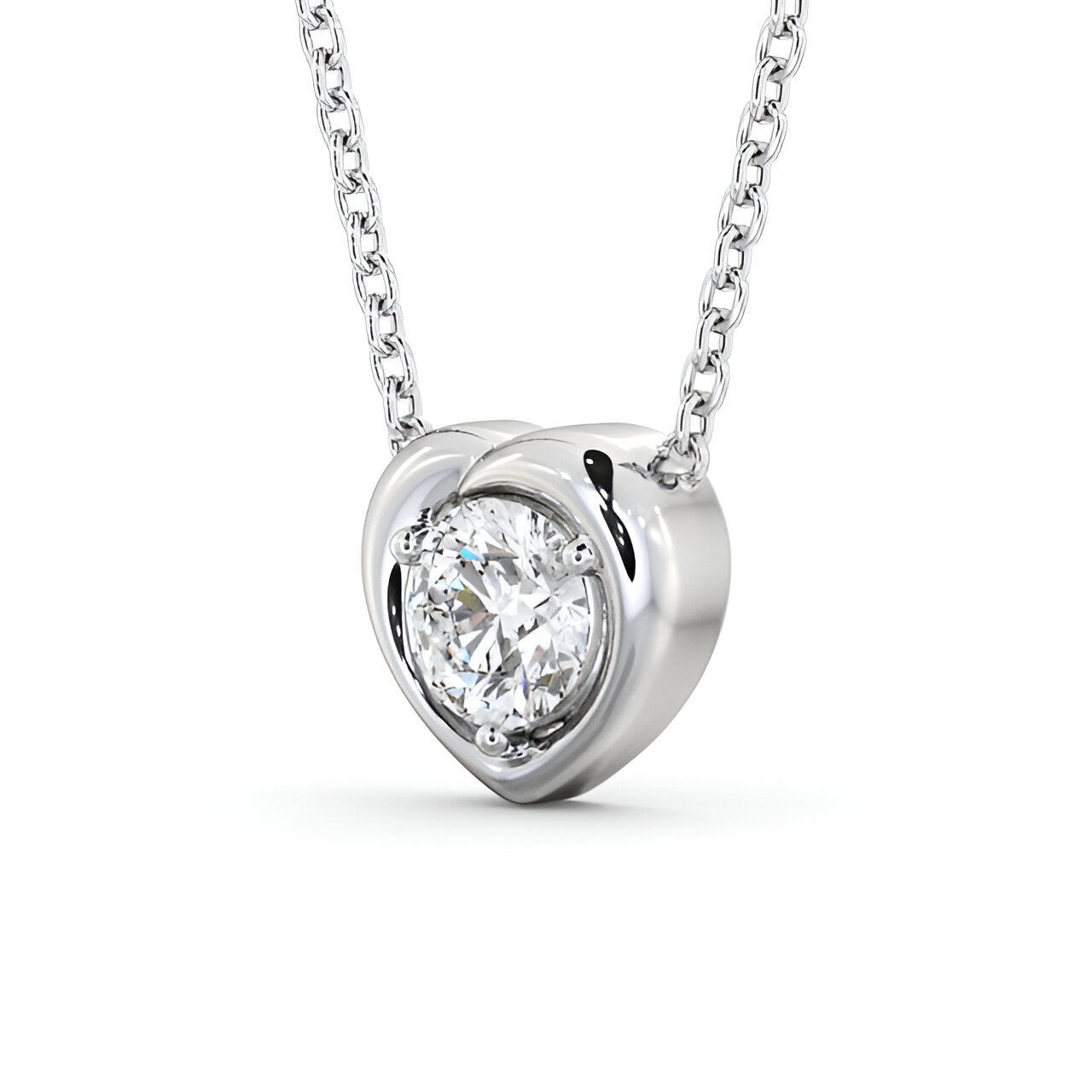 14K White Gold 0.50 Ct Lab-Grown Heart Style Solitaire Diamond Pendant