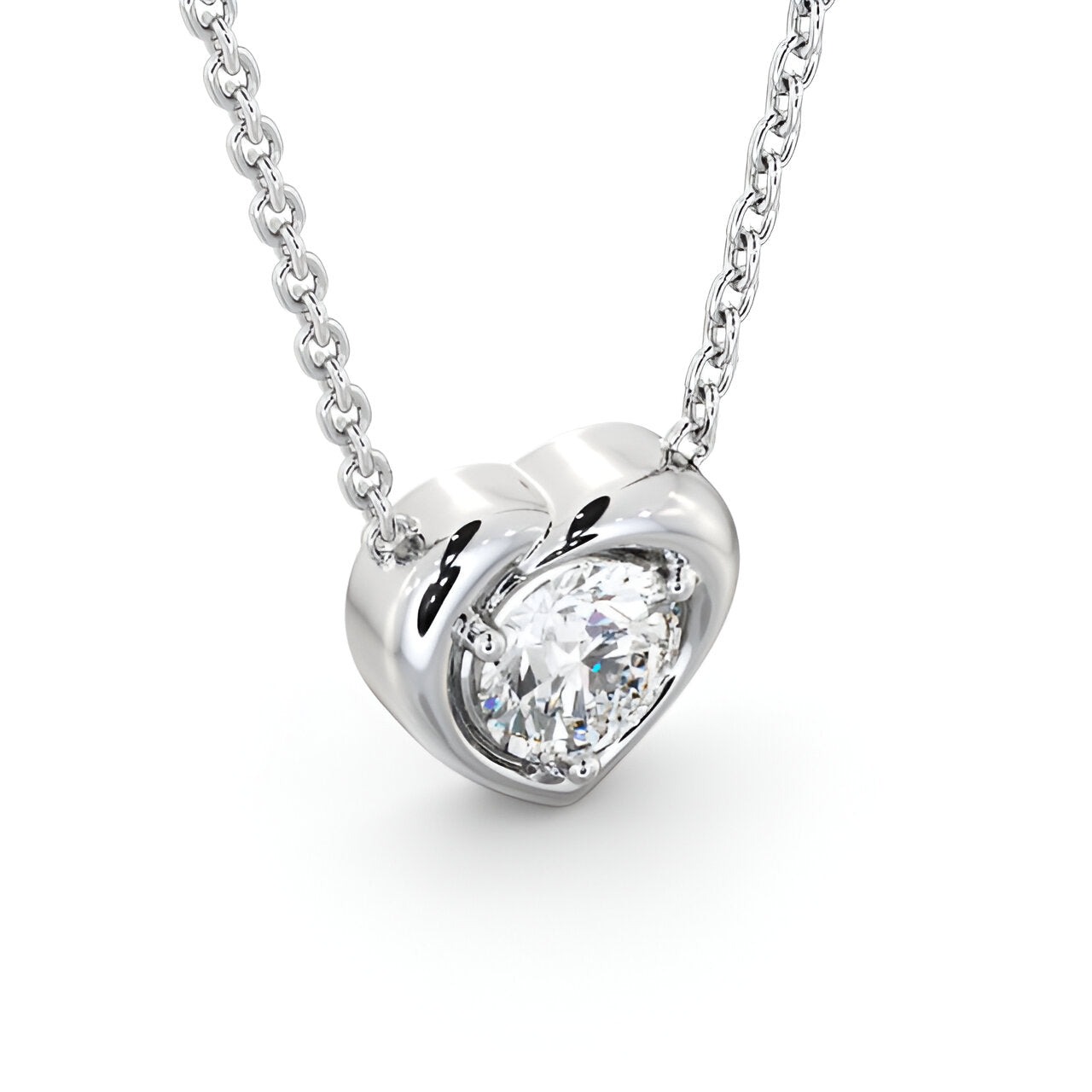 14K White Gold 0.50 Ct Lab-Grown Heart Style Solitaire Diamond Pendant