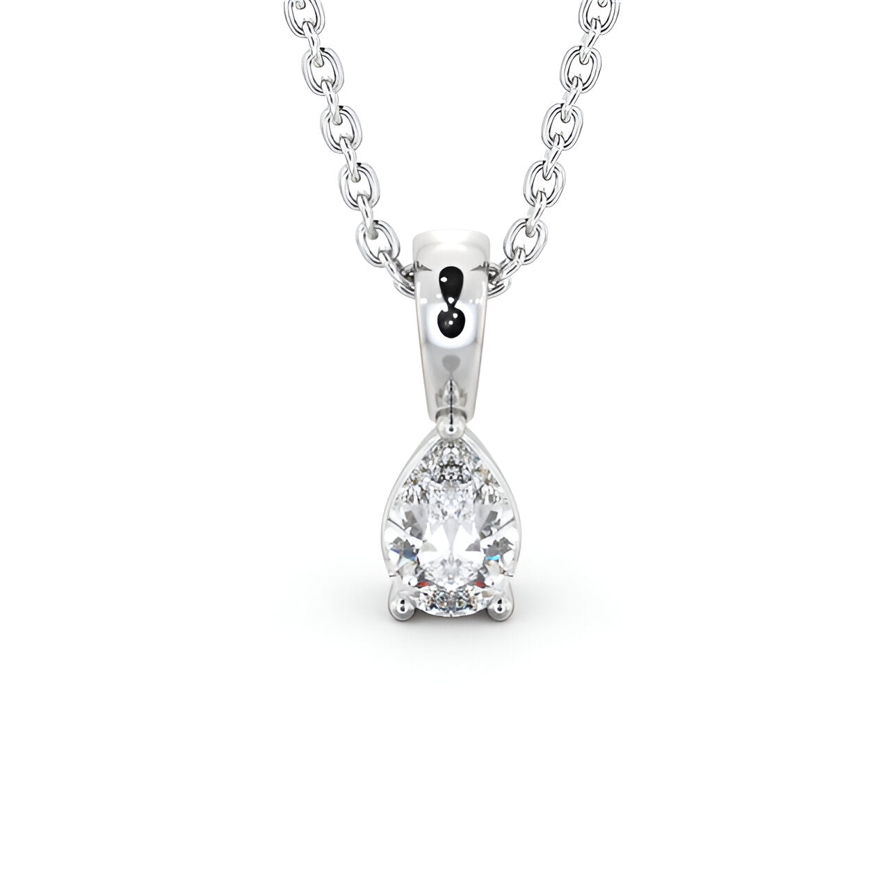 14K White Gold 0.50 Ct Lab-Grown Pear Solitaire Three Claw Diamond Pendant