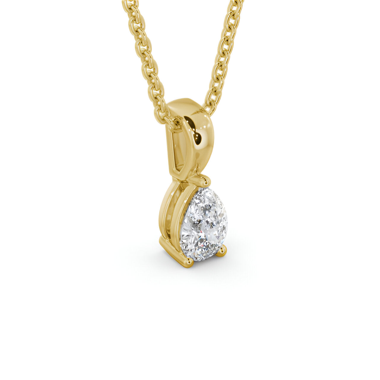14kt Yellow Gold 0.50ctw Lab Grown Pear Solitaire Three Claw Stud Diamond Pendant