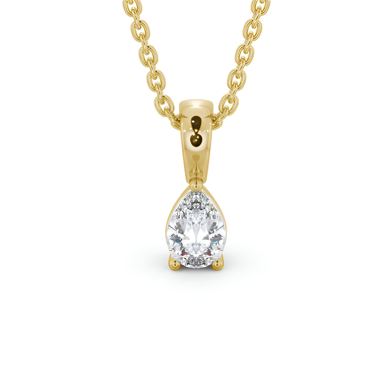 14kt Yellow Gold 0.50ctw Lab Grown Pear Solitaire Three Claw Stud Diamond Pendant