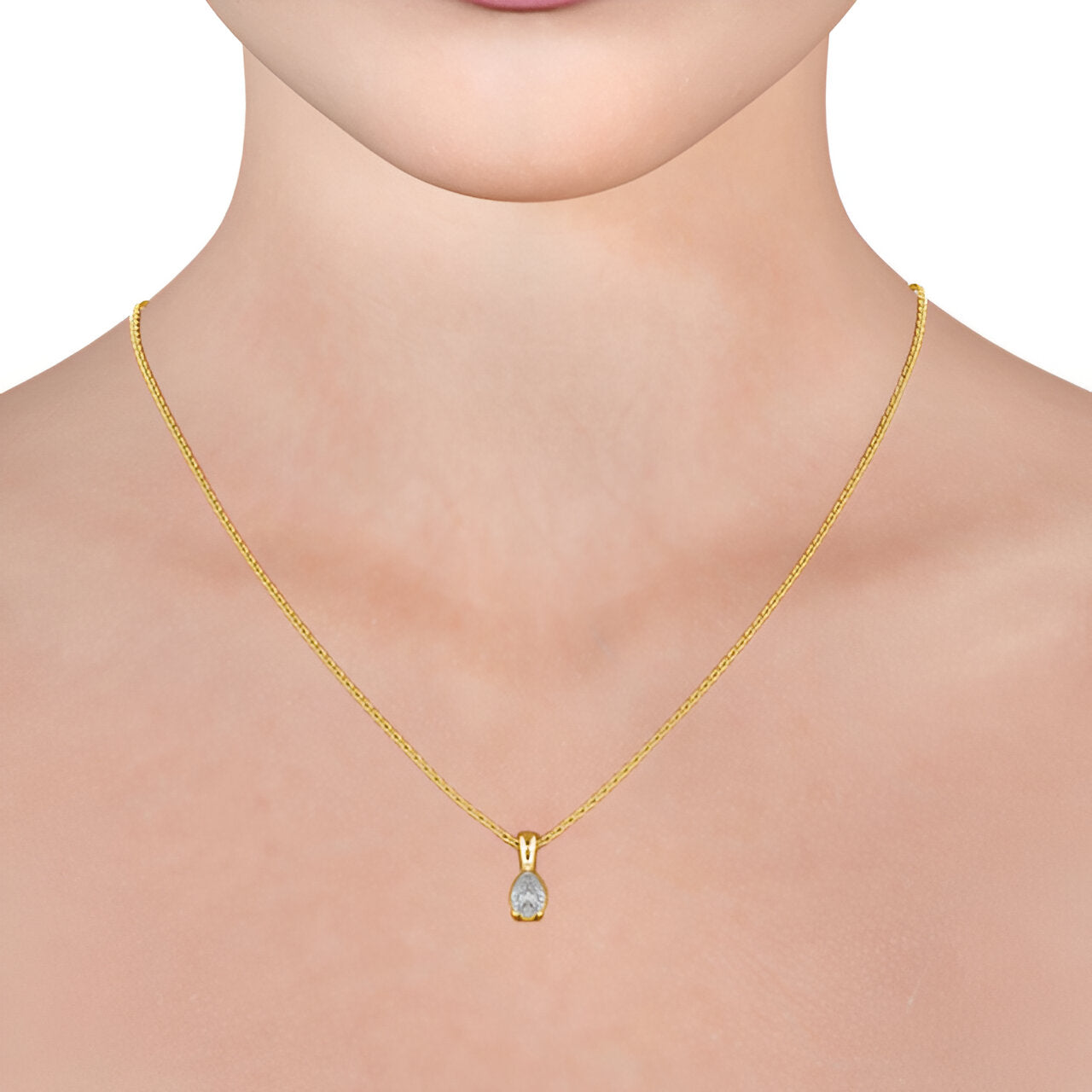14kt Yellow Gold 0.50ctw Lab Grown Pear Solitaire Three Claw Stud Diamond Pendant