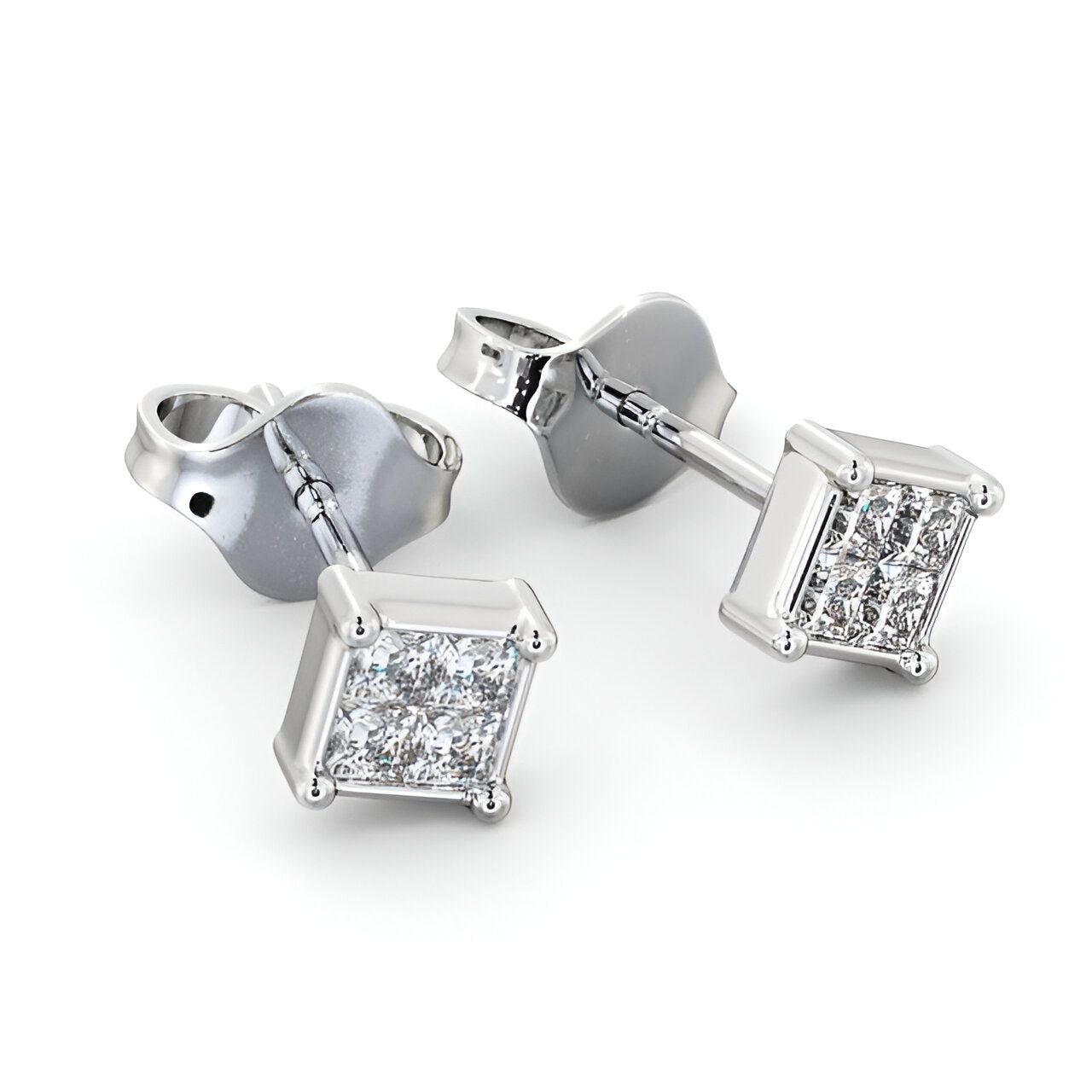 14kt White Gold 0.40ctw Lab Grown Princess Diamond Stud Earrings