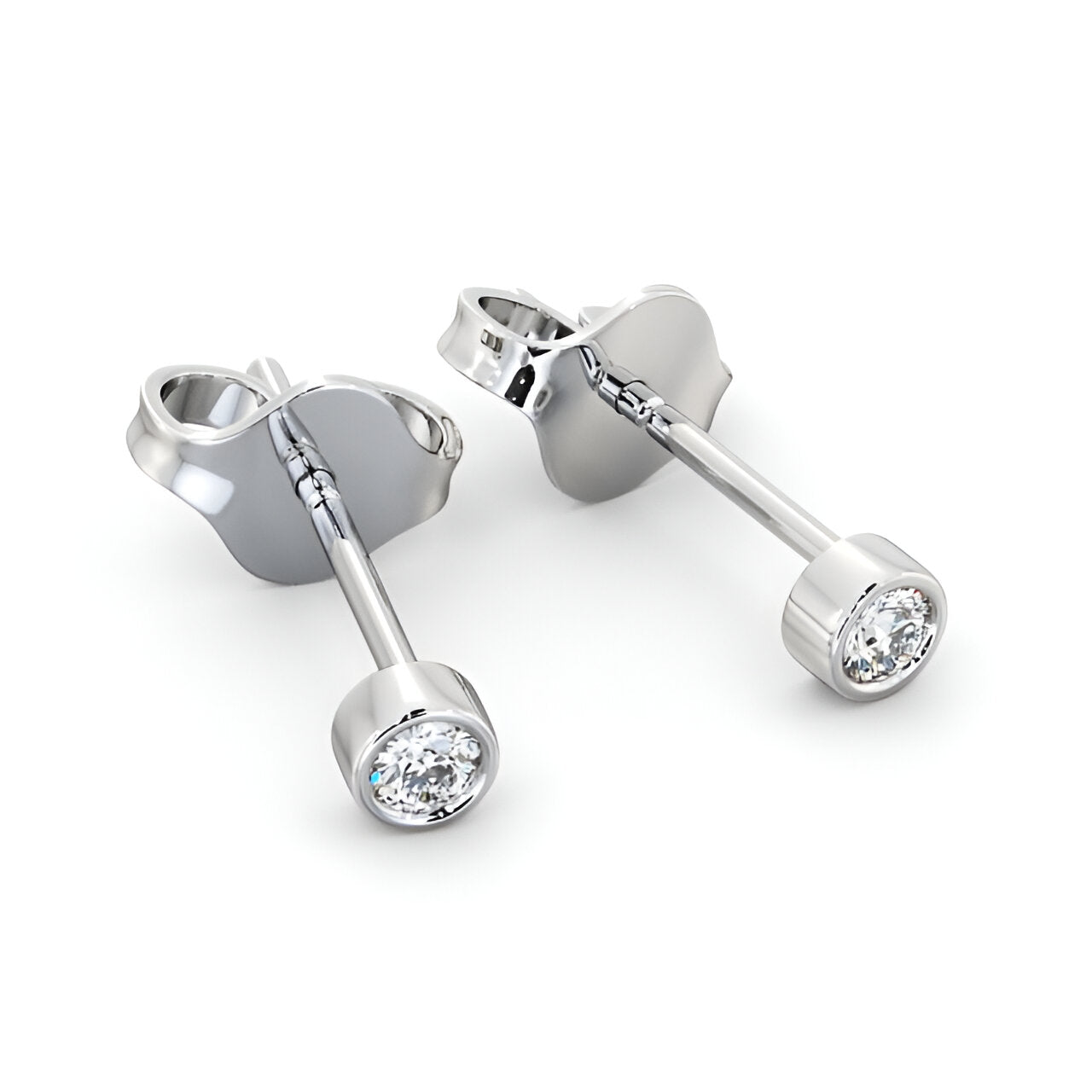 14kt White Gold 0.30ctw Lab Grown Round Diamond Bezel Stud Earrings