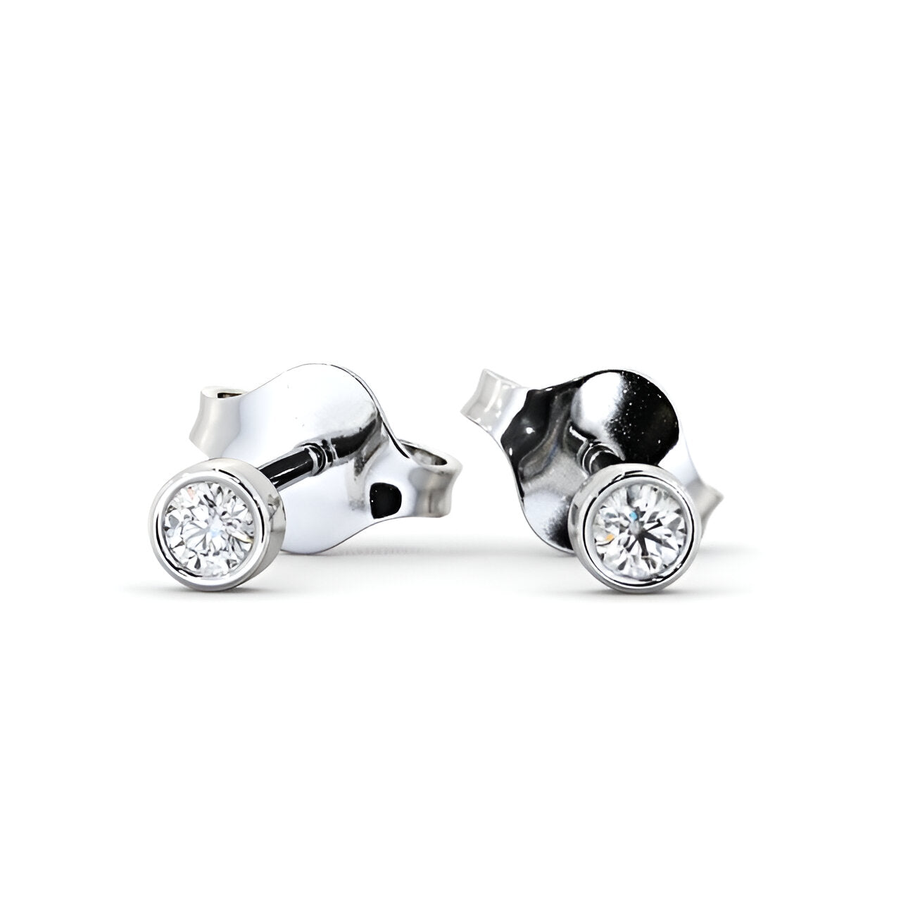 14kt White Gold 0.30ctw Lab Grown Round Diamond Bezel Stud Earrings