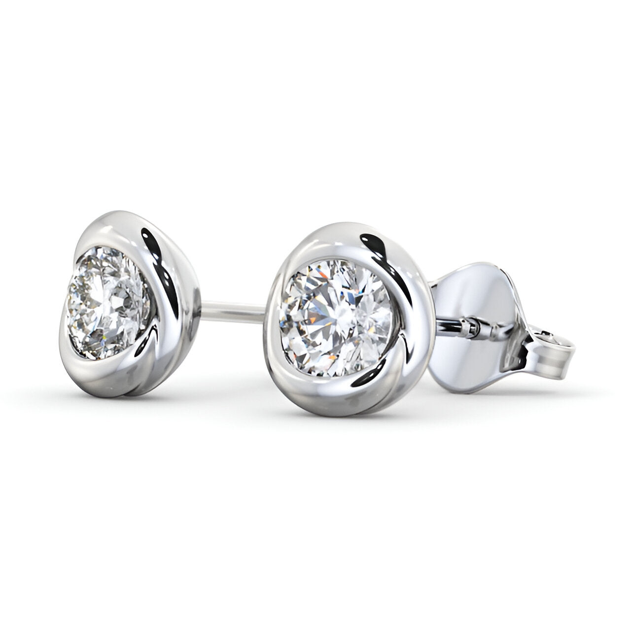 14kt White Gold 1.00ctw Lab Grown Round Diamond Bezel Stud Earrings