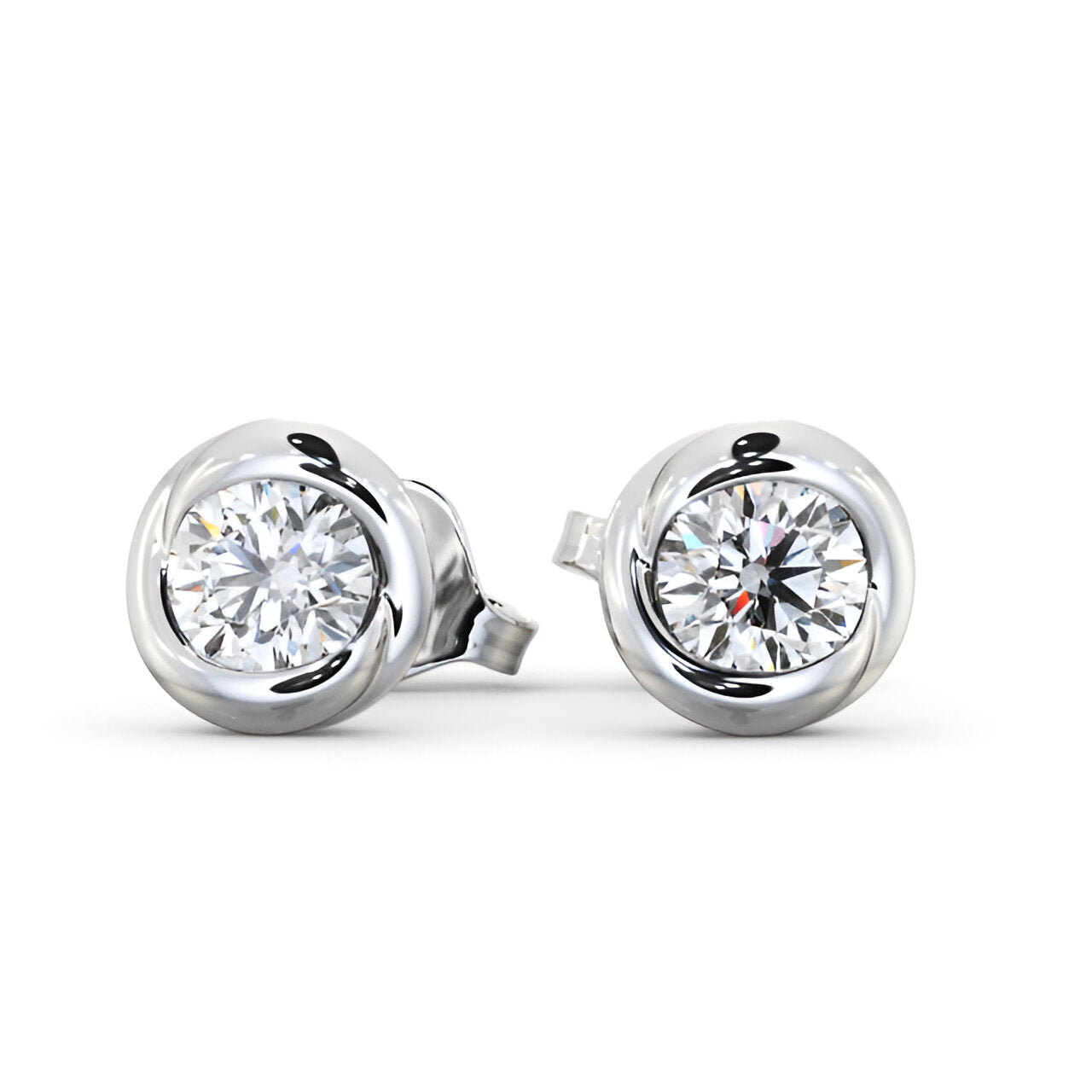 14kt White Gold 1.00ctw Lab Grown Round Diamond Bezel Stud Earrings
