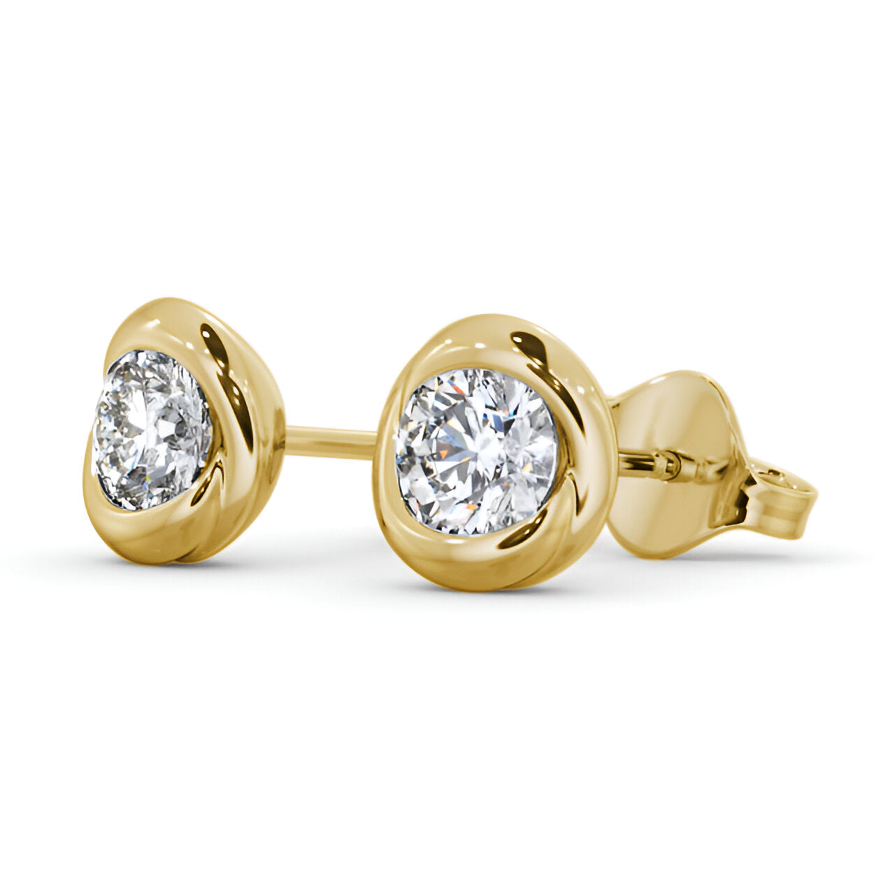 14kt Yellow Gold 1.00ctw Lab Grown Round Diamond Bezel Stud Earrings