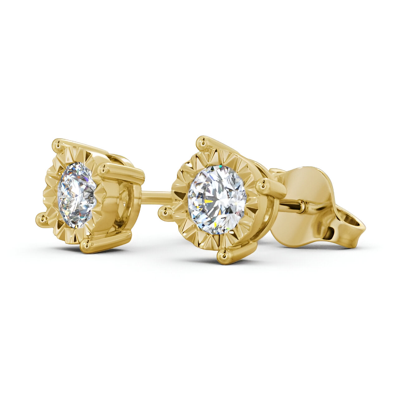 14kt Yellow Gold 1.00ctw Lab Grown Round Diamond Bezel Stud Earrings