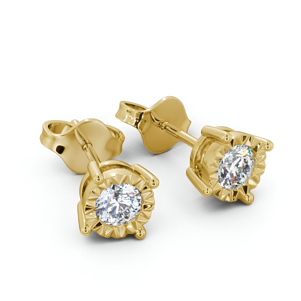 14kt Yellow Gold 1.00ctw Lab Grown Round Diamond Bezel Stud Earrings
