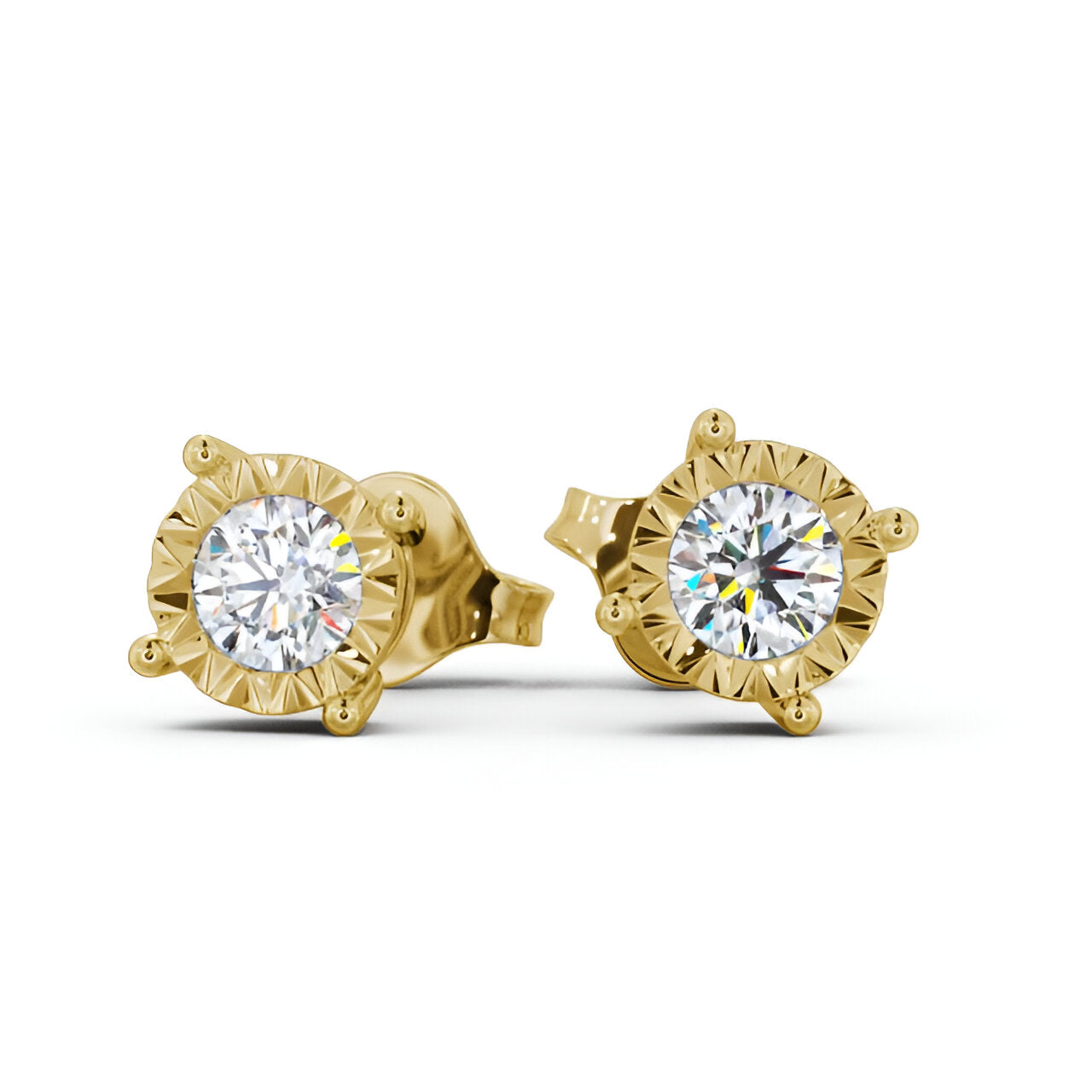 14kt Yellow Gold 1.00ctw Lab Grown Round Diamond Bezel Stud Earrings