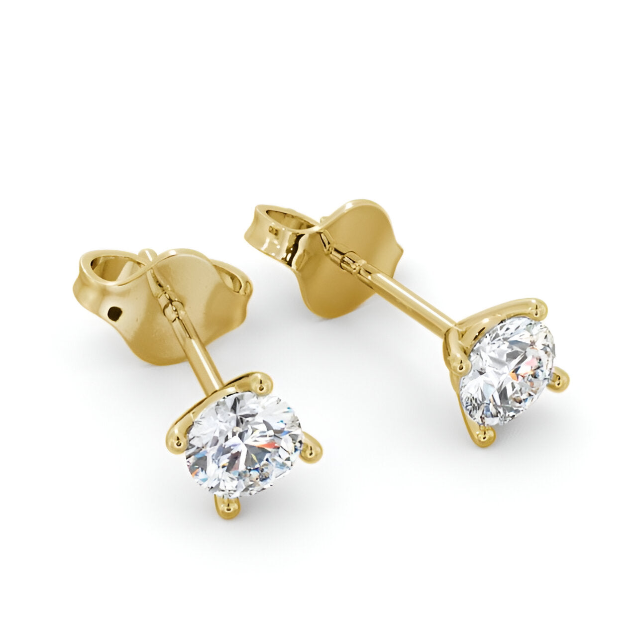 14kt Yellow Gold 1.00ctw Lab Grown Round Diamond Four Claw Stud Earrings