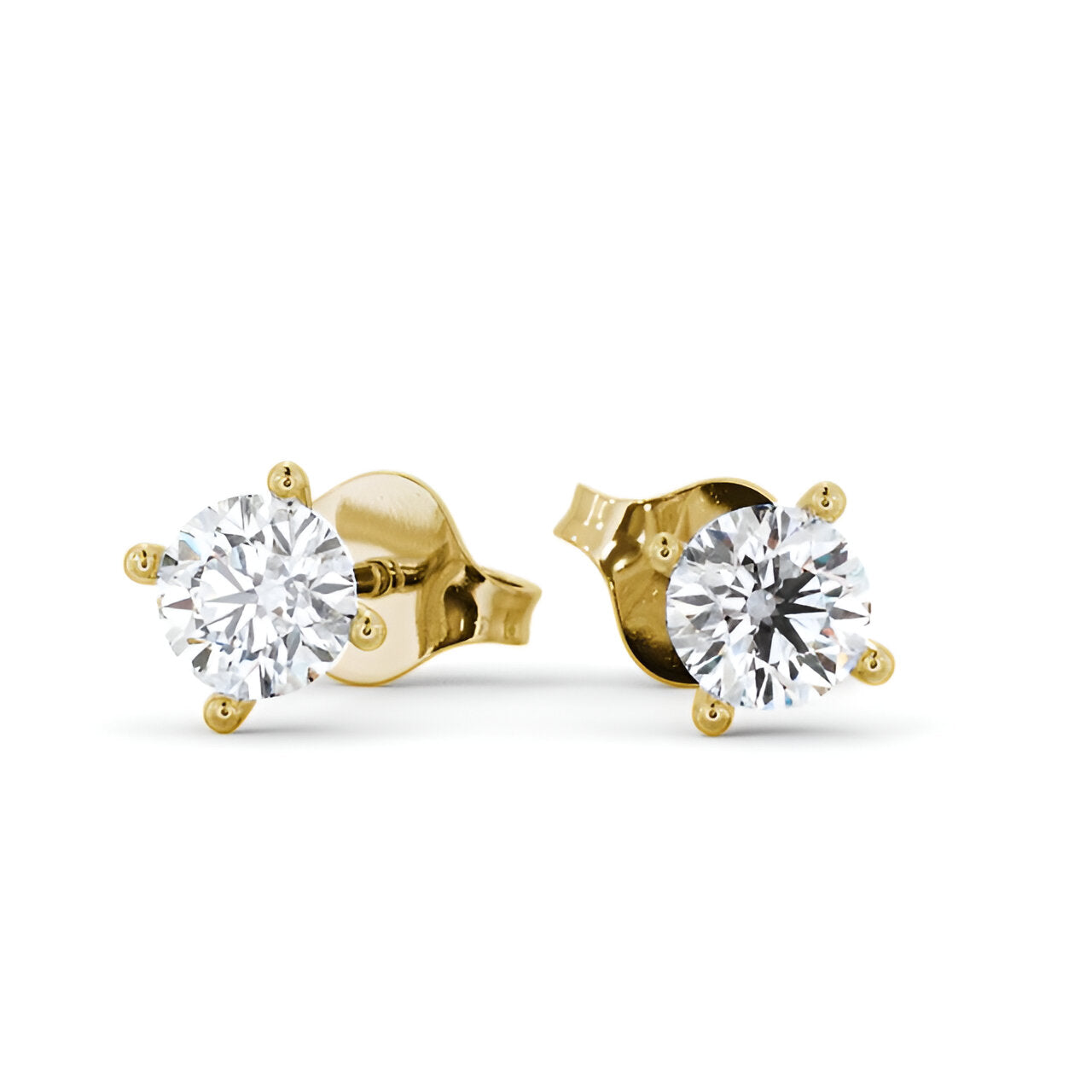 14kt Yellow Gold 1.00ctw Lab Grown Round Diamond Four Claw Stud Earrings