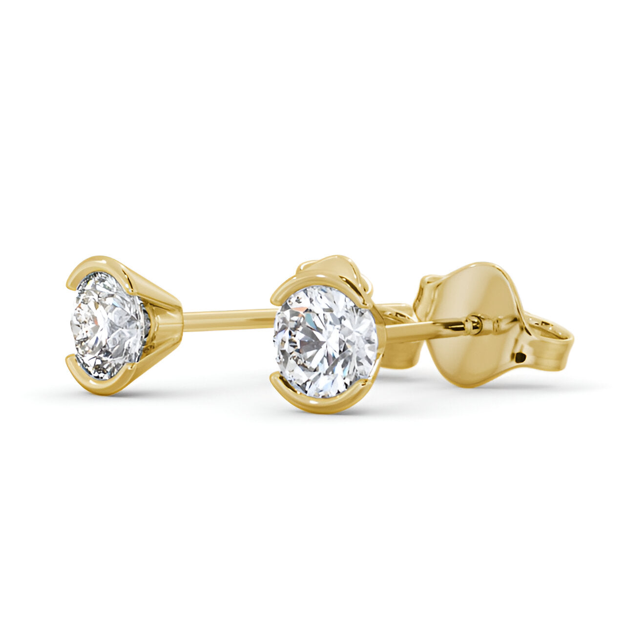 14kt Yellow Gold 1.00ctw Lab Grown Round Diamond Open Bezel Stud Earrings