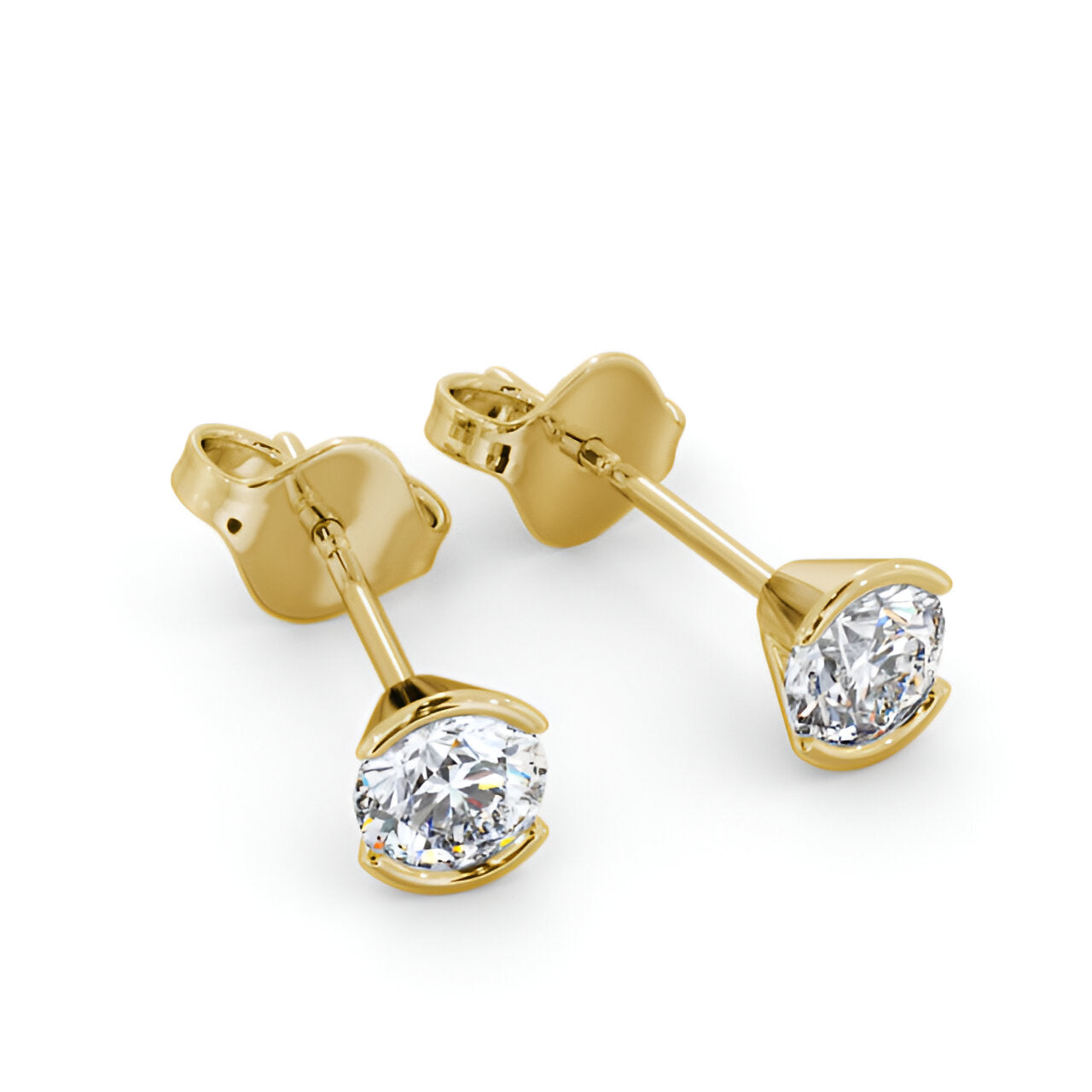 14kt Yellow Gold 1.00ctw Lab Grown Round Diamond Open Bezel Stud Earrings
