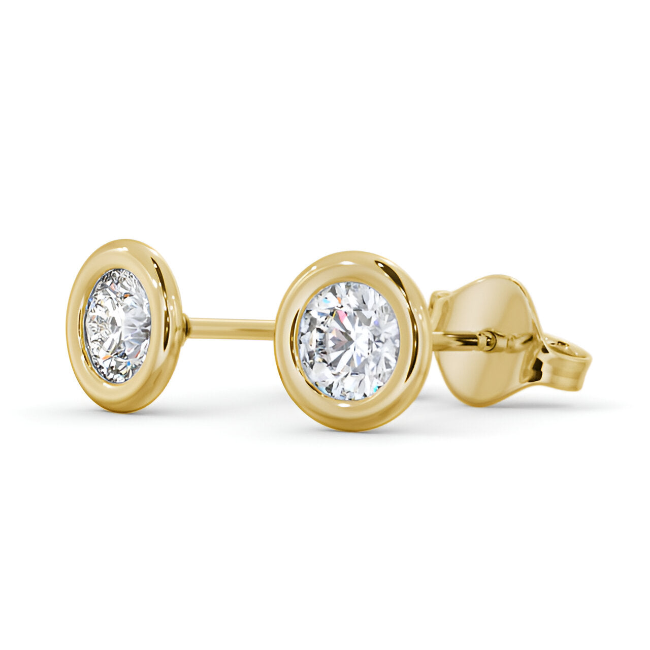 14kt Yellow Gold 1.00ctw Lab Grown Round Diamond Open Bezel Stud Earrings