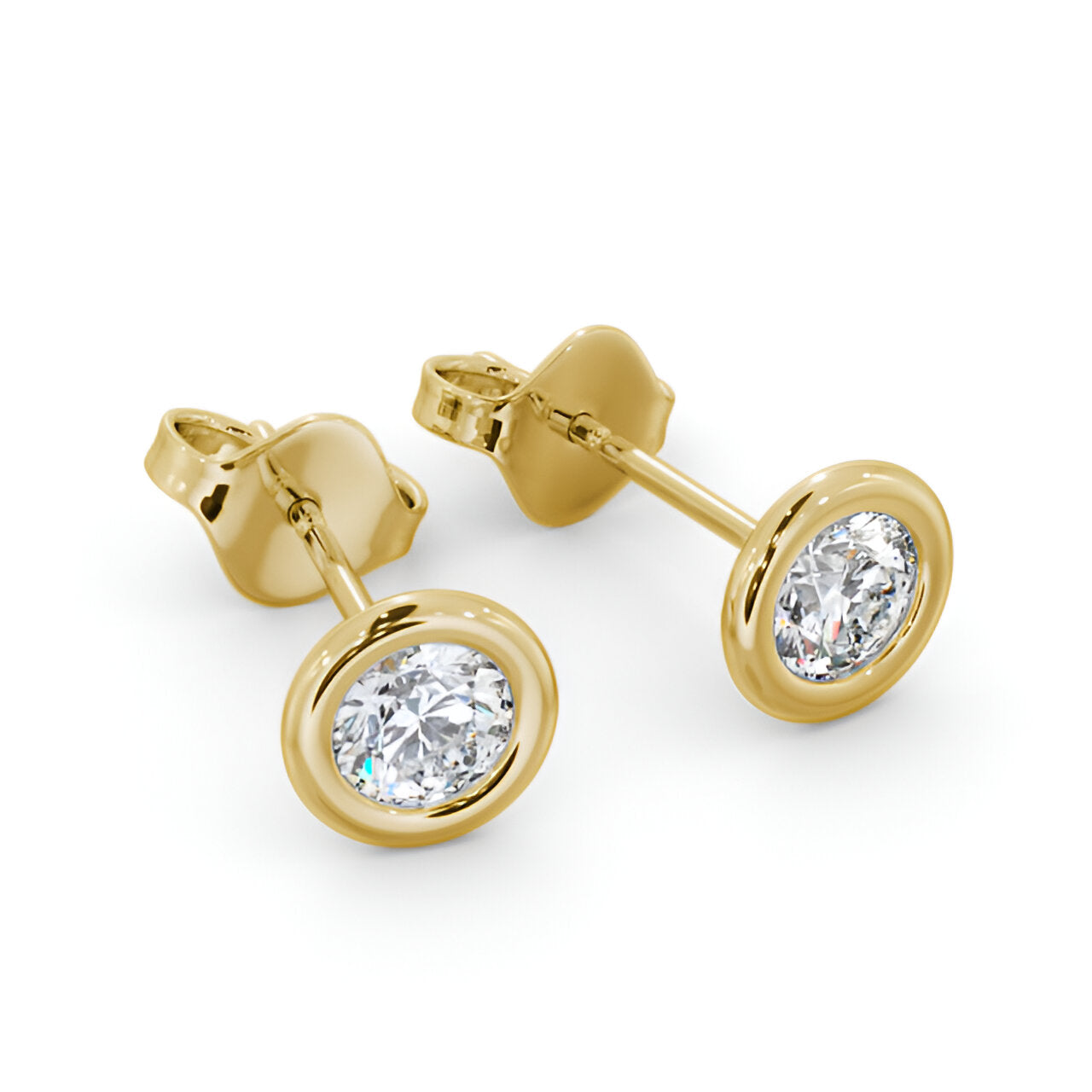 14kt Yellow Gold 1.00ctw Lab Grown Round Diamond Open Bezel Stud Earrings