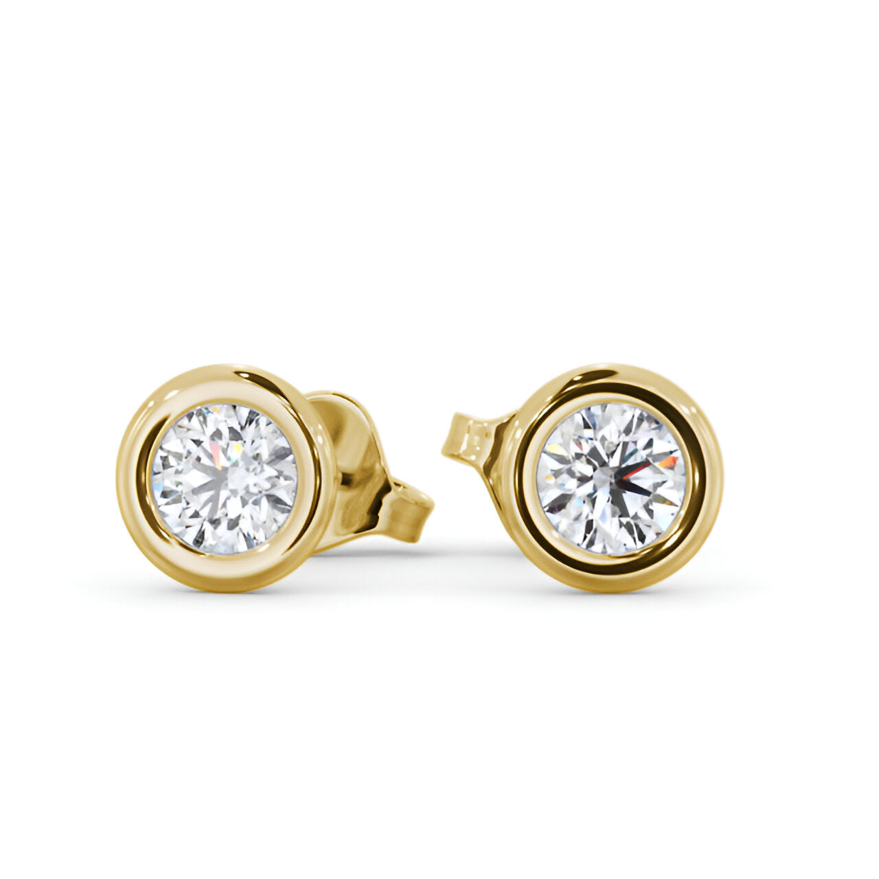 14kt Yellow Gold 1.00ctw Lab Grown Round Diamond Open Bezel Stud Earrings