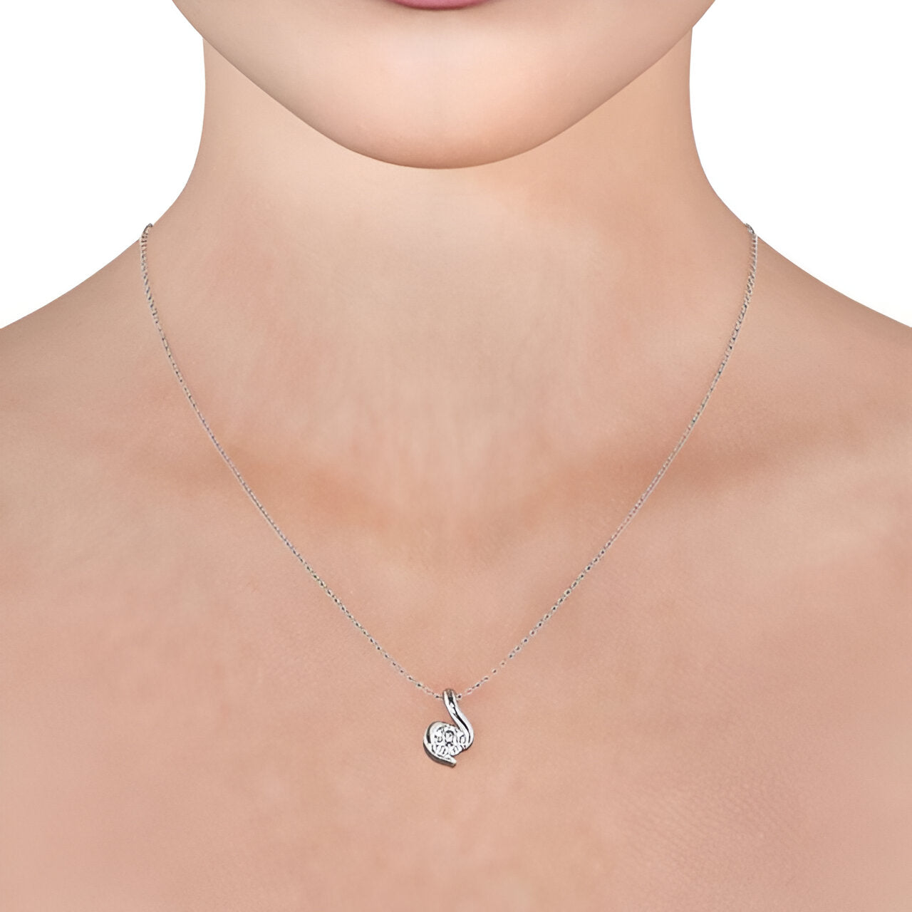 14K White Gold 0.50 Ct Lab-Grown Round Infinite-Inspired Bezel Set Diamond Pendant