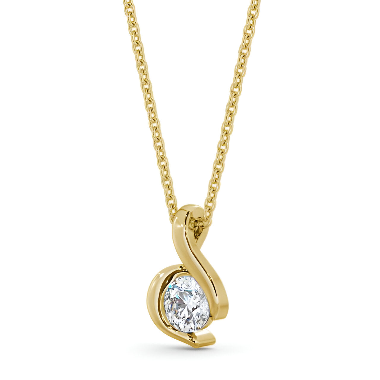 14kt Yellow Gold 0.50ctw Lab Grown Round Infinite-Inspired Bezel Set Diamond Pendant