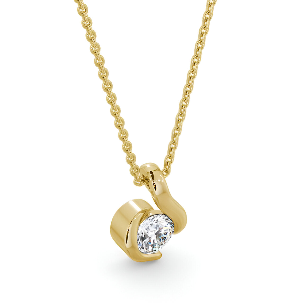 14kt Yellow Gold 0.50ctw Lab Grown Round Infinite-Inspired Bezel Set Diamond Pendant