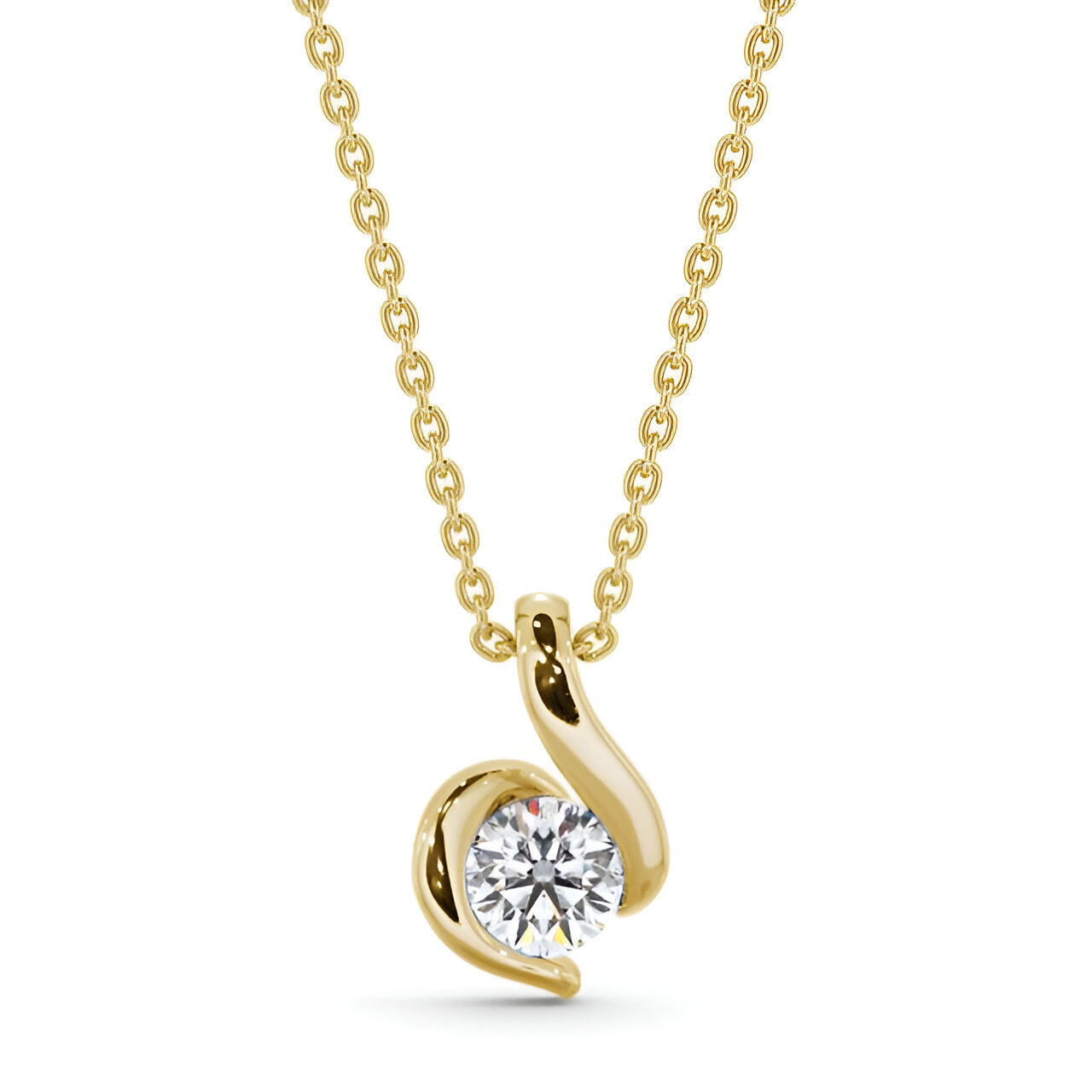 14kt Yellow Gold 0.50ctw Lab Grown Round Infinite-Inspired Bezel Set Diamond Pendant