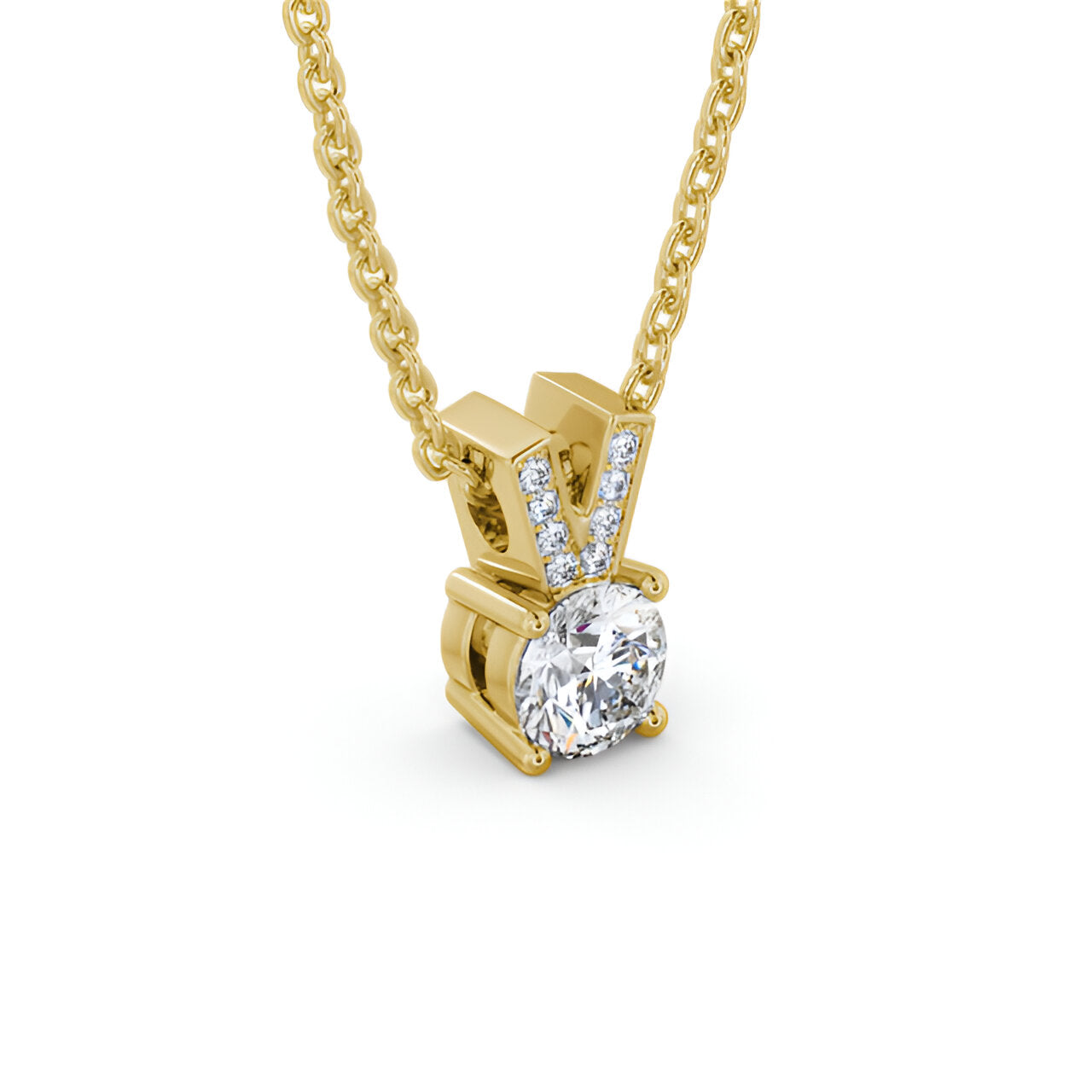 14kt Yellow Gold 0.50ctw Lab Grown Round Solitaire Four Claw Stud Diamond Pendant