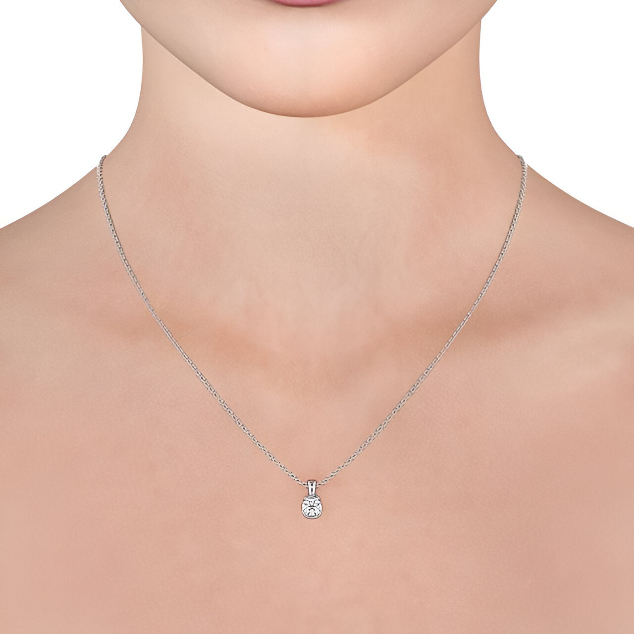 14K White Gold 0.50 Ct Lab-Grown Round Solitaire Diamond Pendant