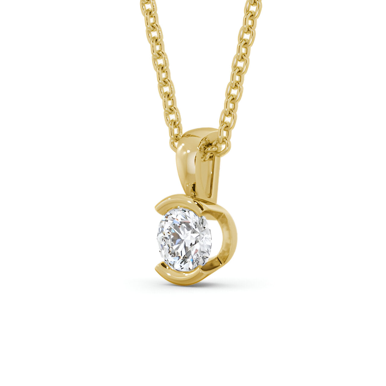 14kt Yellow Gold 0.50ctw Lab Grown Round Solitaire Stud Diamond Pendant