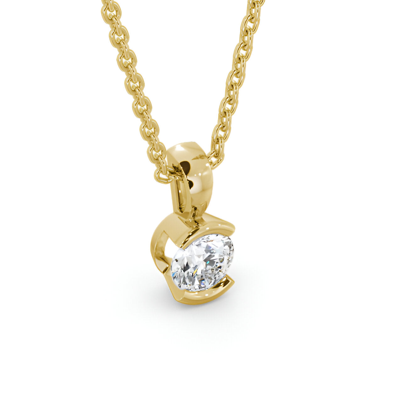14kt Yellow Gold 0.50ctw Lab Grown Round Solitaire Stud Diamond Pendant
